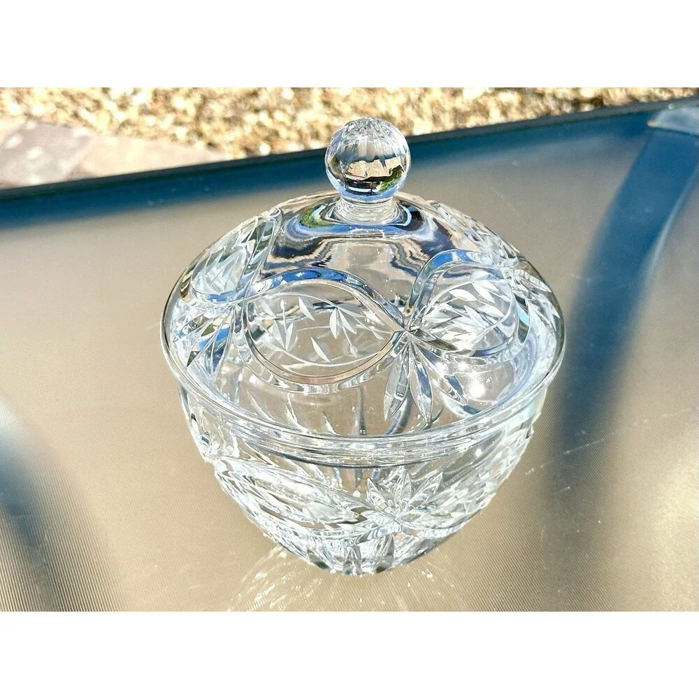 Gorham Hand Cut Crystal Lidded Candy Bowl Victorias Garden 7 ½”H Vintage Poland